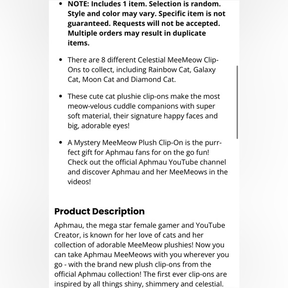 Aphmau MeeMeow Plush Clip-on (1 box which includes 18 items) - Picture 5 of 6